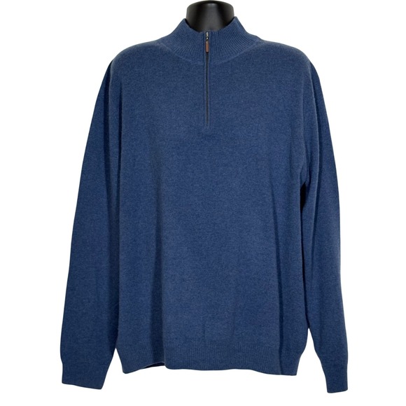 John W. Nordstrom Other - John W Nordstrom Men's XXL Tall Cashmere Quarter Zip Sweater Blue Heather